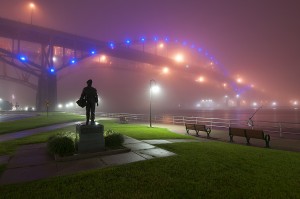 Night Fog; Blue Water Bridge    